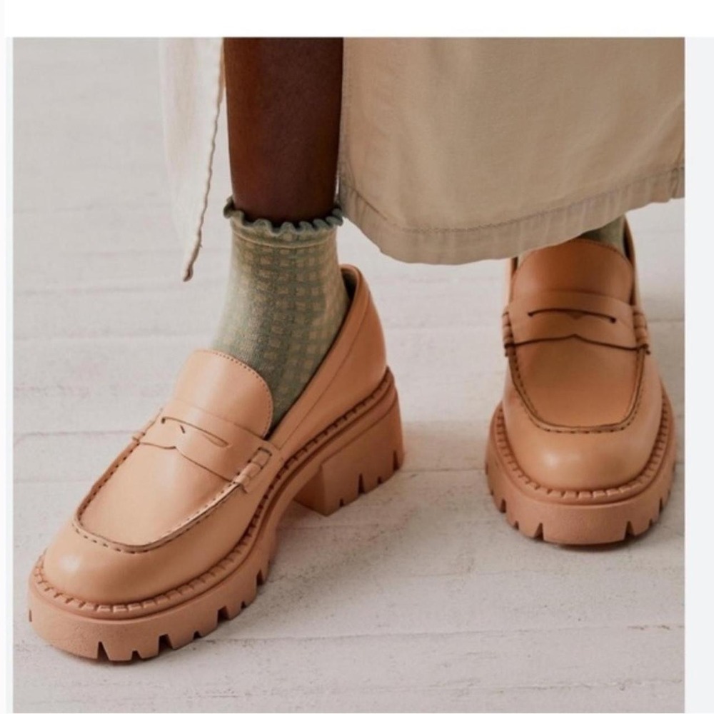 Free People Womens EU 39 US 9 Lyra Lug Sole Cantaloupe Leather Loafers Shoes